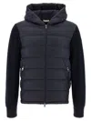 Moncler Navy Blue Padded Wool Zip-up Hoodie In Blue
