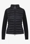 Moncler Padded Jacket With Knitted Sleeves In Black
