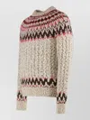 Moncler Jacquard Wool Blend Sweater With Geometric Pattern In Multi