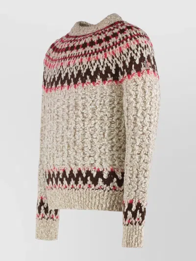 MONCLER WOOL JACQUARD CREW NECK SKI SWEATER