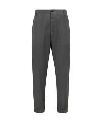 Moncler Wool Jogging Trousers In Dark Gray