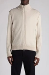 Moncler Wool Zip-up Sweater In Neutral