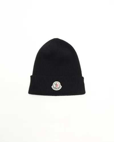 Moncler Wool Knit Beanie In Black