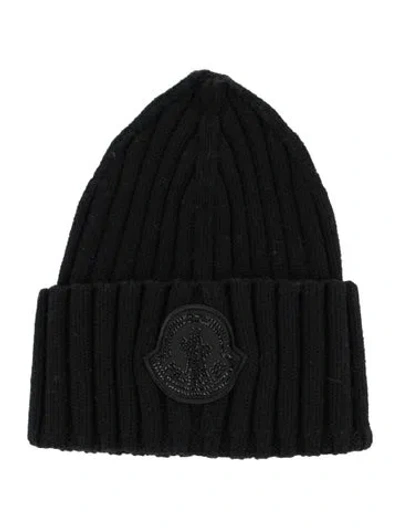 Pre-owned Moncler Wool Knit Beanie In Black