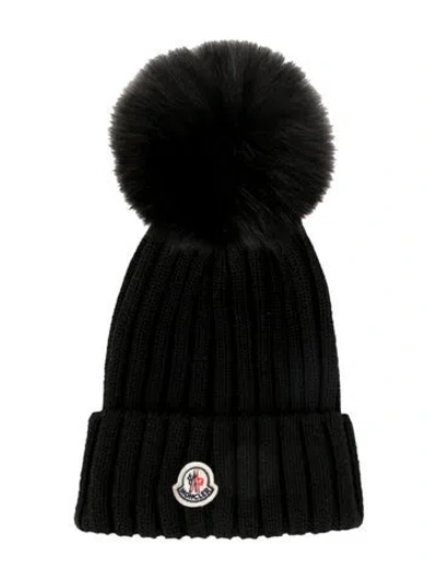 Pre-owned Moncler Wool Knit Beanie In Black