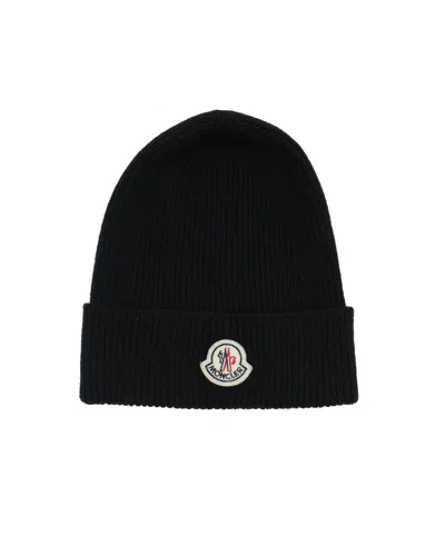 Pre-owned Moncler Wool Knit Beanie In Black