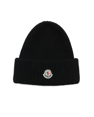 Pre-owned Moncler Wool Knit Beanie In Black