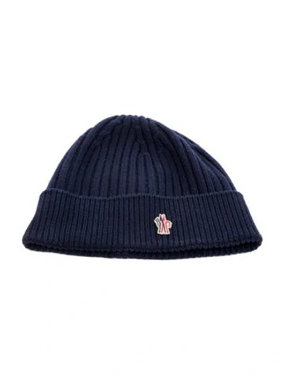 Pre-owned Moncler Wool Knit Beanie In Blue