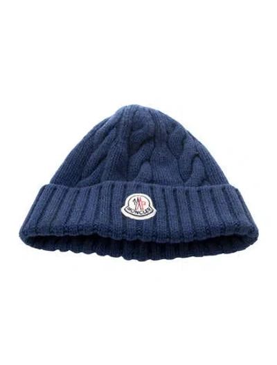 Pre-owned Moncler Wool Knit Beanie In Blue