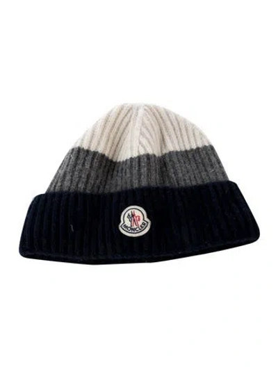 Pre-owned Moncler Wool Knit Beanie In Blue