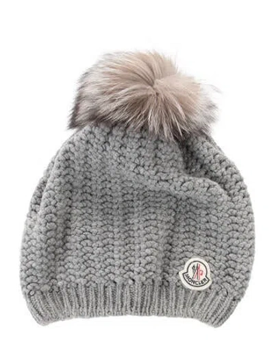 Pre-owned Moncler Wool Knit Beanie In Gray