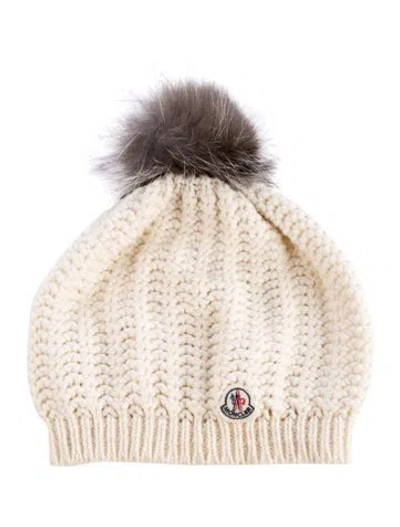 Pre-owned Moncler Wool Knit Beanie In Neutral