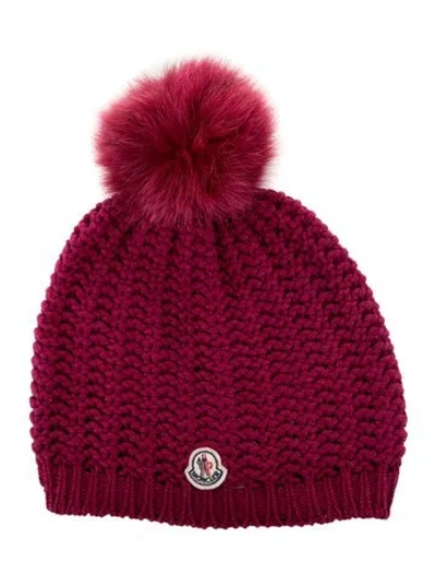 Pre-owned Moncler Wool Knit Beanie In Pink