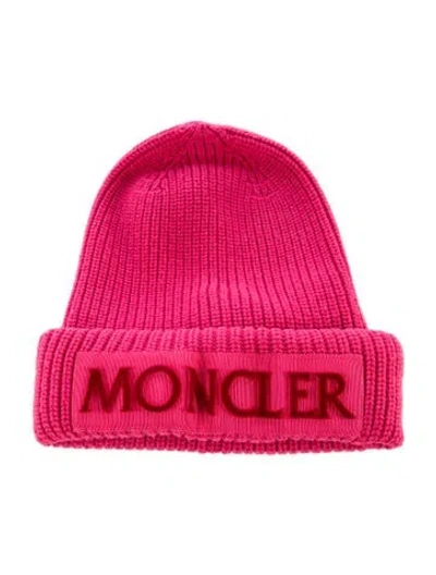 Pre-owned Moncler Wool Knit Beanie In Pink