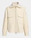 Moncler Wool Knit Shirt Jacket In Neutral