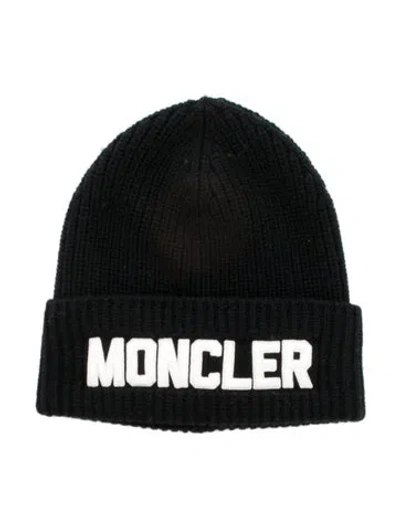 Pre-owned Moncler Wool Knitted Beanie In Black