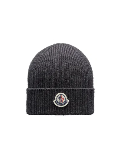 Moncler Wool Knitted Hat In Black
