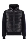Moncler Hooded Quilted Sweater Ribbed Sleeves In Black