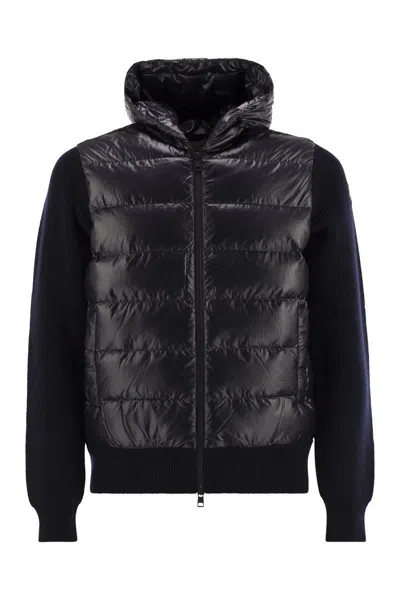 Moncler Wool-lined Hooded Zip-up Sweatshirt In Black