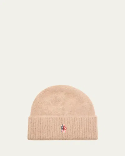 Moncler Wool Logo Beanie In Pink