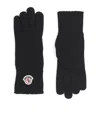 Moncler Wool Logo Gloves In Black