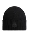 Moncler Wool Logo Patch Beanie In Black