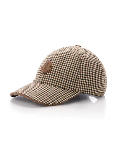MONCLER WOOL LOGO PATCH CHECK BASEBALL CAP