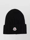 Moncler Wool Logo Ribbed Knit Beanie