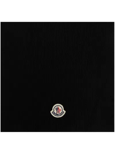 Moncler Wool Logo Scarf In Black