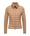 Moncler Wool Long Sleeve Down Jacket In Brown