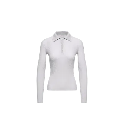 Moncler Polo À Manches Longues En Laine, Femme, Bleu, Taille: S In Blue