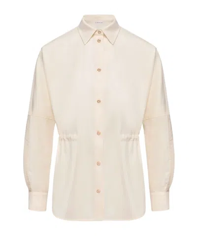 Moncler Wool Long Sleeve Shirt In White