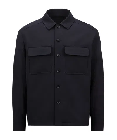 MONCLER WOOL GABARDINE LONG SLEEVE SHIRT