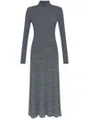 Moncler Ribbed-knit Virgin Wool Maxi Dress In Grau