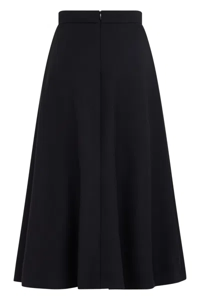 Moncler Wool Midi Flared Dress - Elegant High Waist Design In Black
