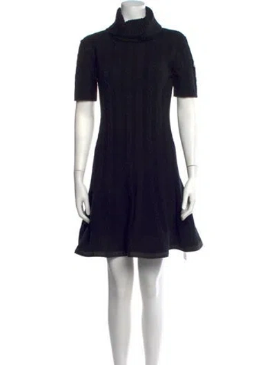 Pre-owned Moncler Wool Mini Dress In Black