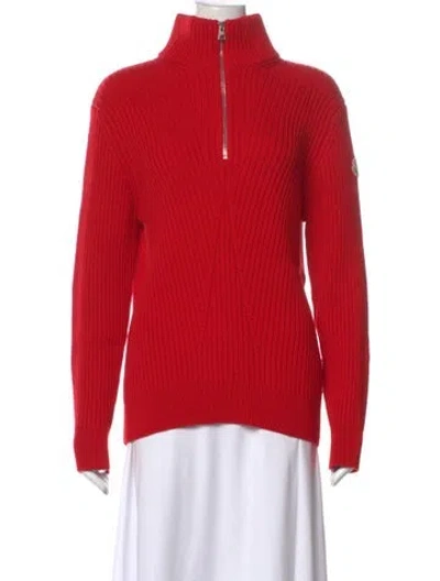 Pre-owned Moncler Wool Mock Neck Sweater In Red