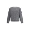 Moncler Dark Grey Crewneck Logo Sweater In Gray