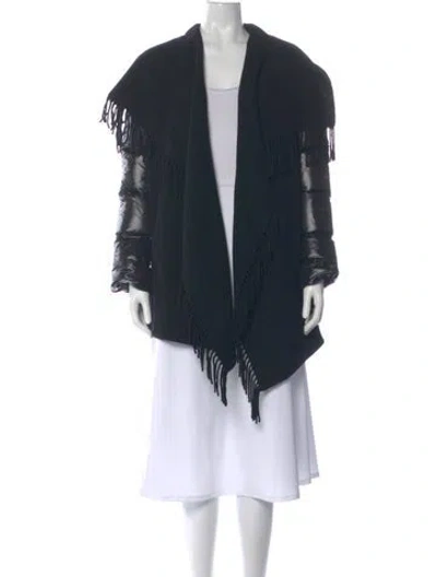 Pre-owned Moncler Wool Open Front Sweater In Blue