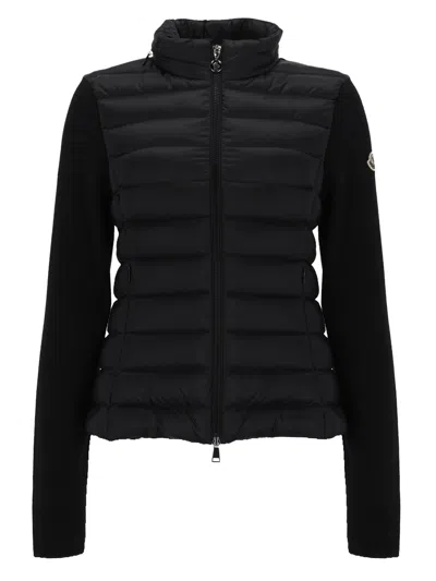 Moncler Wool Padded Cardigan In Black