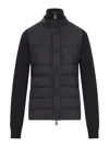 Moncler Wool Padded Cardigan With Zip In Black