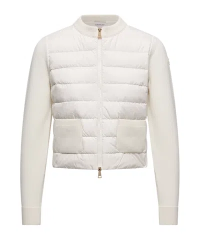 Moncler Wool Padded Zip-up Cardigan In White