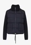 Moncler Navy Blue Padded Wool Zip-up Cardigan