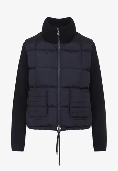 MONCLER WOOL-PANEL DOWN JACKET