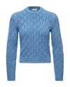 Moncler Wool Pattern Knit Crewneck Sweater In Blue