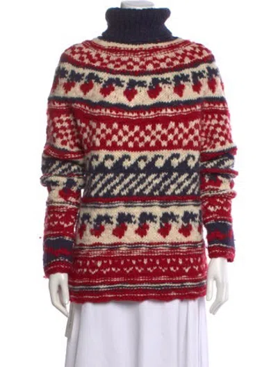 Pre-owned Moncler Wool Patterned Sweater In Red