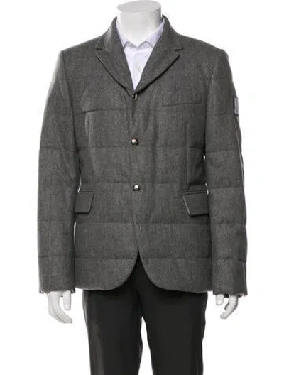 Pre-owned Moncler Wool Peacoat In Gray