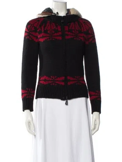 Pre-owned Moncler Wool Plaid Print Evening Jacket In Black