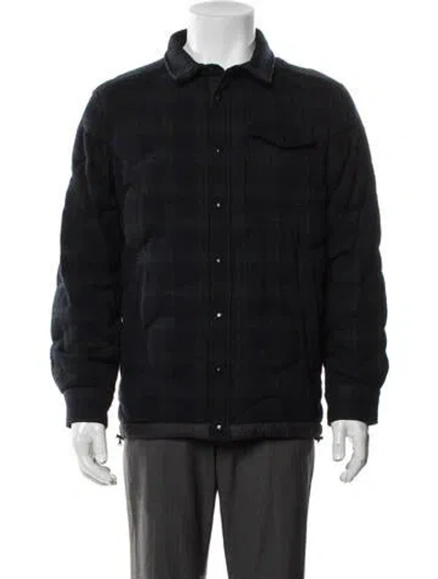 Pre-owned Moncler Wool Plaid Print Jacket In Black