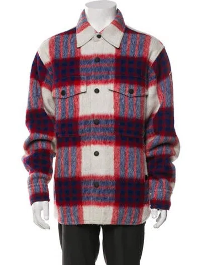 Pre-owned Moncler Wool Plaid Print Utility Jacket In Multi